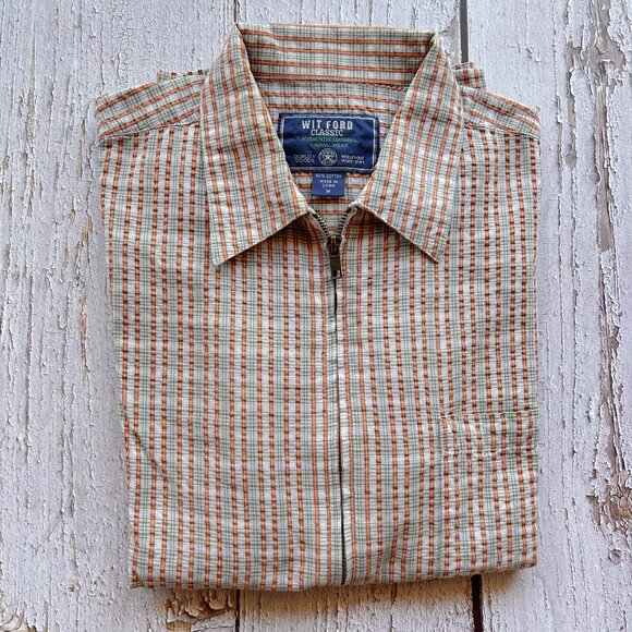 Men's Wit Ford Seersucker Zip Front Short Sleeve Shirt ๐๐๐งก - Picture 4 of 6